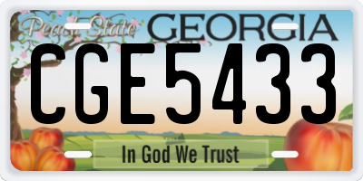 GA license plate CGE5433