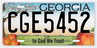 GA license plate CGE5452