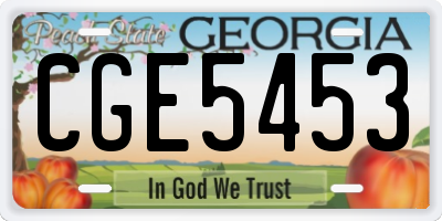 GA license plate CGE5453