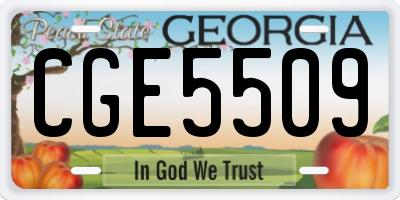 GA license plate CGE5509