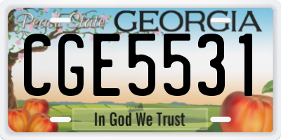 GA license plate CGE5531