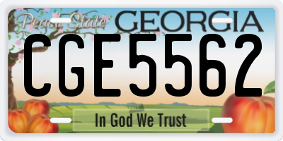 GA license plate CGE5562