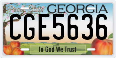 GA license plate CGE5636