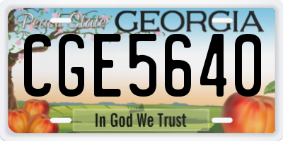 GA license plate CGE5640