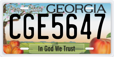 GA license plate CGE5647