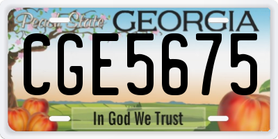 GA license plate CGE5675