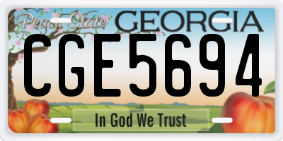 GA license plate CGE5694