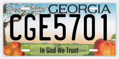 GA license plate CGE5701