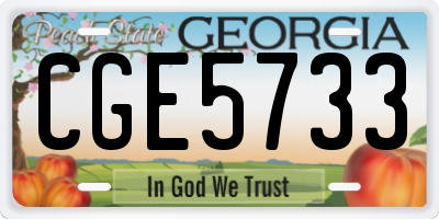 GA license plate CGE5733