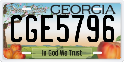 GA license plate CGE5796