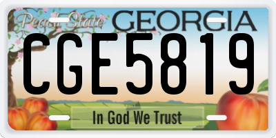 GA license plate CGE5819