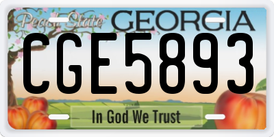 GA license plate CGE5893