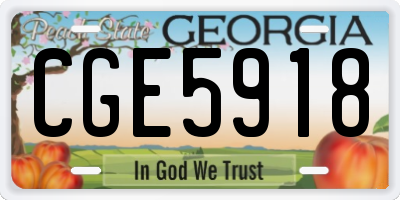 GA license plate CGE5918