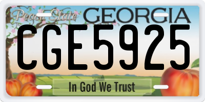 GA license plate CGE5925
