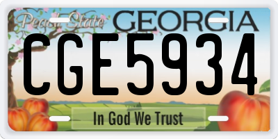 GA license plate CGE5934