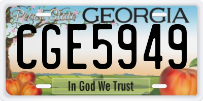 GA license plate CGE5949