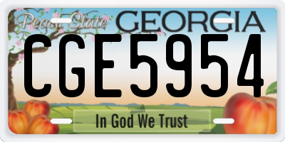 GA license plate CGE5954