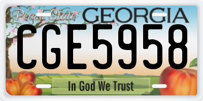 GA license plate CGE5958