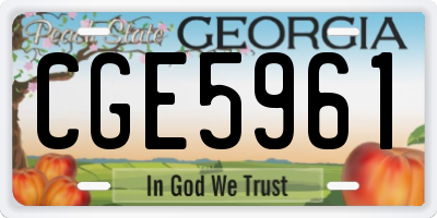 GA license plate CGE5961