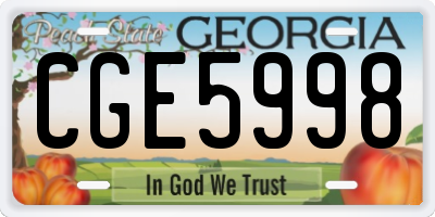GA license plate CGE5998