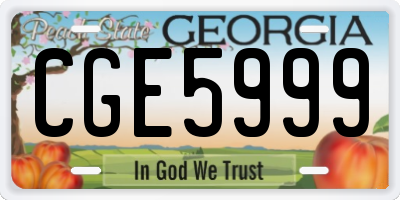 GA license plate CGE5999