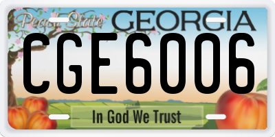 GA license plate CGE6006