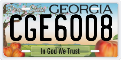 GA license plate CGE6008