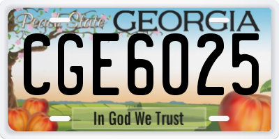 GA license plate CGE6025
