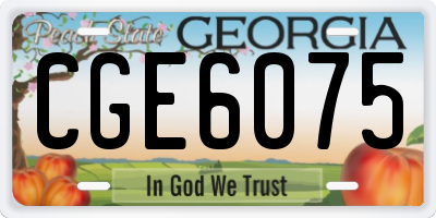 GA license plate CGE6075