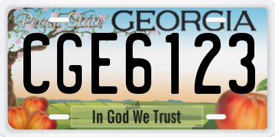 GA license plate CGE6123