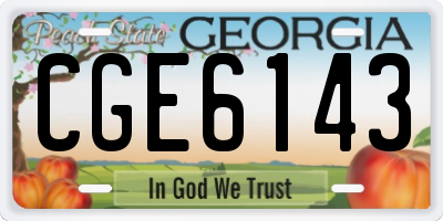 GA license plate CGE6143