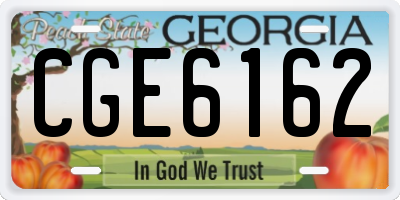 GA license plate CGE6162