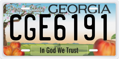 GA license plate CGE6191