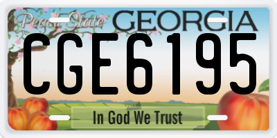 GA license plate CGE6195