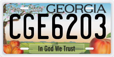 GA license plate CGE6203