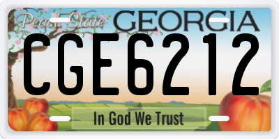 GA license plate CGE6212