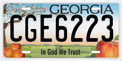 GA license plate CGE6223