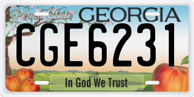 GA license plate CGE6231