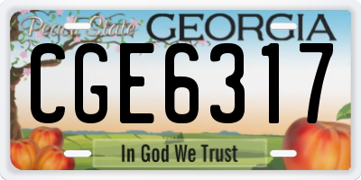 GA license plate CGE6317