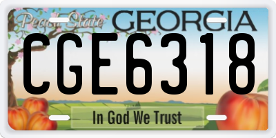 GA license plate CGE6318