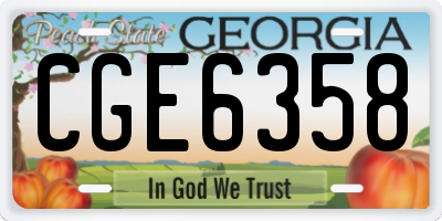 GA license plate CGE6358