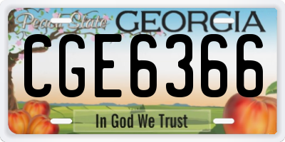 GA license plate CGE6366