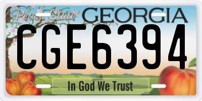 GA license plate CGE6394