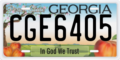 GA license plate CGE6405