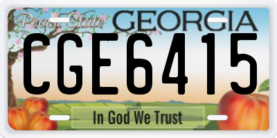 GA license plate CGE6415