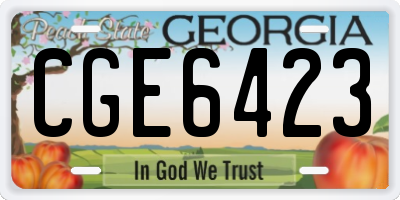 GA license plate CGE6423