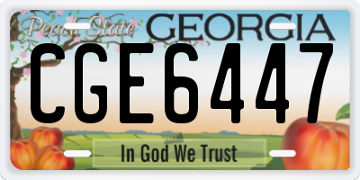 GA license plate CGE6447