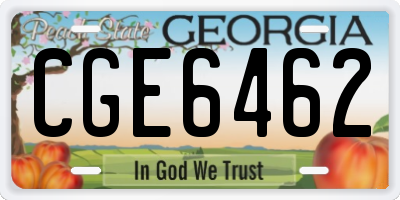 GA license plate CGE6462