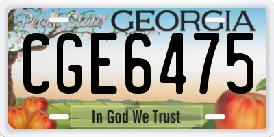 GA license plate CGE6475