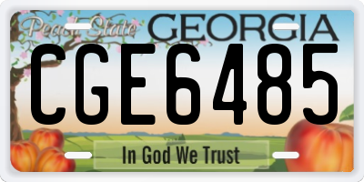 GA license plate CGE6485